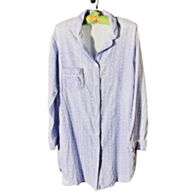 Lanz Of Salzburg Flannel Short Nightgown Lavender &amp; White - £17.40 GBP