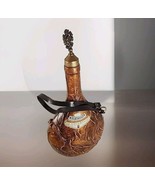 Italian Leather Covered Glass Bottle Wine Decanter Fleur de Lis Crest St... - $32.66