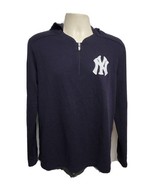 Authentic Majestic New York Yankees Mens Medium Blue Hooded Jersey - $79.19