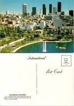 California Los Angeles City of Angels Mac Arthur Park Lake Skyline VTG Postcard - £7.36 GBP