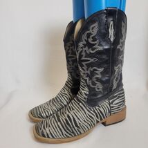 Roper Womens Size 8.5 Zebra Glitter Cowboy Square Toe Western Boots Cowgirl - $26.72