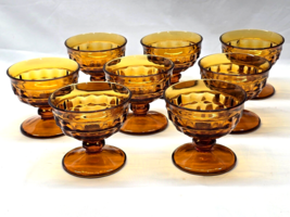 Set Of 8 Colony Whitehall Amber Glass 3.25&quot; Champagne Sherbet Cube Indiana Glass - $32.65