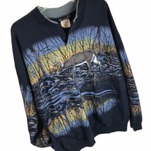 Vintage Art Unlimited L Sweatshirt Deer Buck Oudoors USA All Over Print ... - £31.61 GBP
