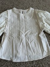 Zara Kids Girls Textured Top Long Sleeve Size 10 140cm Key Hole Back White - $7.69