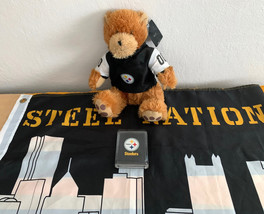 Pittsburgh Steelers Good Stuff NFL Plush 00 Teddy Bear Matching Paperweight Flag - $9.90