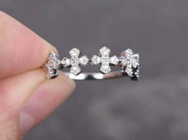 3CT Lab Created VVS1 Diamond Half Eternity Wedding Ring 14K White Gold Finish - £110.35 GBP