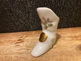 Vintage Limoges Miniature Porcelain Boot w/ Gold Trim &amp;Flower Accent app... - $8.50