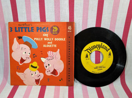 Darling Vintage 1950&#39;s 3 Little Pigs Children&#39;s Vinyl 45rpm Disneyland Records - £7.99 GBP