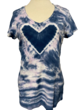 Tryst Blue and Lavender Tie Dye Short Sleeve T Shirt, Women&#39;s Size M - £9.00 GBP