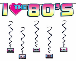 80&#39;s Party Decorations - I Love The 80&#39;s Streamer Garland and Cassette T... - £13.63 GBP