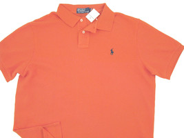 NEW Polo Ralph Lauren Polo Shirt!  M   Weathered Orange with Navy Player  Mesh - £34.57 GBP