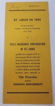 Booklet Title Insurance Corporation of St. Louis in 1893 McCune Gill - £21.97 GBP