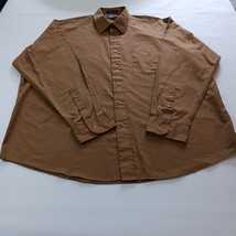 Oleg Cassini Men's Long Sleeve Button Up Brown Shirt Size XL 17 1/2 (34/35) image 6