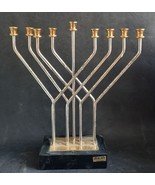 Tall Israeli Karshi Kinetic Judaica Chanukah Hanukkah Menorah Gold Silver-P 29cm - $161.00