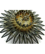 Filigree 3D Dandelion Flower 2&quot; Sterling Silver Brooch 925 Patina Antiqu... - £87.44 GBP