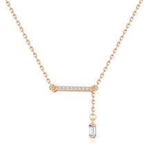 Luxury Square Natural Zircon Pendant Necklace for Women Trendy 585 Rose Gold Nec - £7.21 GBP