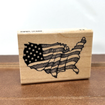 2001 Stampendous - Wood Rubber Stamp - USA Flag H141 - Unused - £9.61 GBP