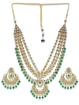 Multilayered Kundan Necklace Pearl Wedding Jewelry Set for Women Indian - £20.43 GBP