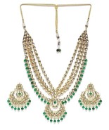 Multilayered Kundan Necklace Pearl Wedding Jewelry Set for Women Indian - £20.25 GBP