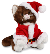 Brown Cat Stuffed Animal Plush Dress Up With Santa Claus Outfit, 6 Inch - £34.36 GBP