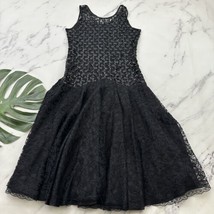Gilberti Womens Vintage 80s Midi Party Dress Size L Black Lace Sequin Drop Waist - £27.68 GBP