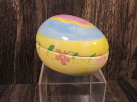 Ceramic Easter Egg Trinkets Candy Dish Pastel Colors &amp; Flowers 4.5&quot;x3&quot; - $9.89