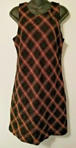 TALBOTS Plaid Tartan Sweater Dress 10P Petites Wool Blend Black Sleevele... - $32.99