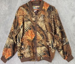 Atlantic Beach Jacket Womens Small Multicolor Jungle Jaguar Vintage Silk... - £36.19 GBP