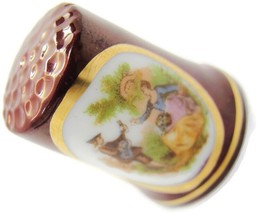 Burgandy Thimble Serenade Jean-Honore Fragonard Frick Collection Vtg Gol... - $16.82