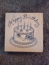 Inkadinkado Happy Birthday Wood Mounted Rubber Stamp 4-1/2&quot;x4-1/2&quot; Square... - £11.84 GBP