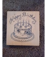 Inkadinkado Happy Birthday Wood Mounted Rubber Stamp 4-1/2&quot;x4-1/2&quot; Squar... - £11.67 GBP
