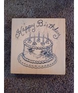 Inkadinkado Happy Birthday Wood Mounted Rubber Stamp 4-1/2&quot;x4-1/2&quot; Squar... - £11.46 GBP