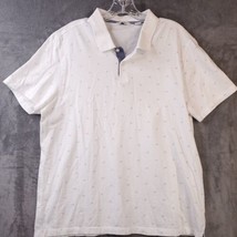 Calvin Klein Polo Shirt Men&#39;s Large All Over Monogram White Short Sleeve... - $14.47