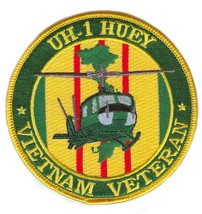 ARMY VIETNAM VETERAN UH-1 HUEY HELICOPTER 4&quot; EMBROIDERED MILITARY PATCH - £23.69 GBP
