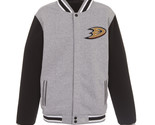 NHL Anaheim Ducks  Reversible Full Snap Fleece Jacket JH Design Front Logos - £95.69 GBP