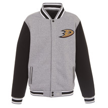NHL Anaheim Ducks  Reversible Full Snap Fleece Jacket JH Design Front Logos - £94.38 GBP