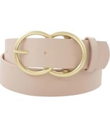 Wide Vegan Leather Gold Double Ring Belt Taupe - $29.88 CAD