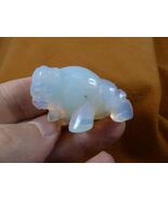 Y-BUF-560) little White opalite BUFFALO bison gemstone gem figurine ghos... - $363.77 MXN