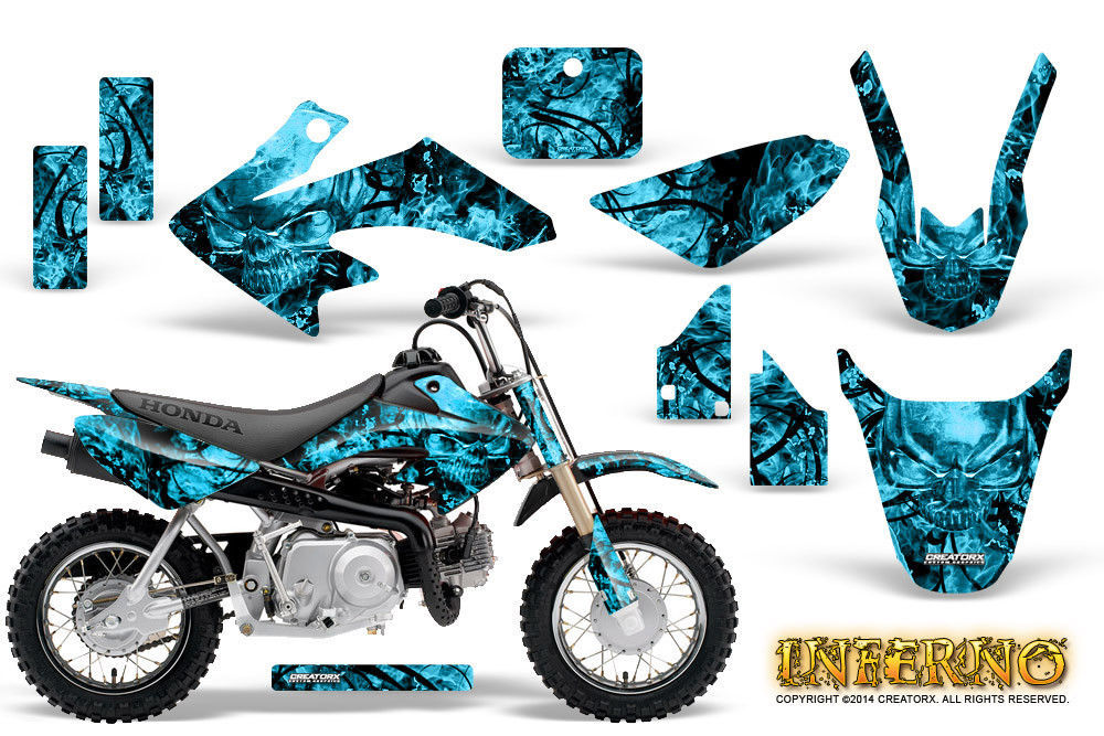 HONDA CRF 50 GRAPHICS KIT CREATORX DECALS STICKERS INFERNO BLUE ICE - $108.90