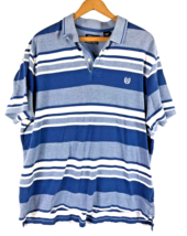 Chaps Ralph Lauren Polo Shirt XL Blue &amp; White Stripe Textured Rugby Styl... - £29.24 GBP