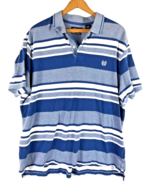 Chaps Ralph Lauren Polo Shirt XL Blue &amp; White Stripe Textured Rugby Styl... - £29.08 GBP
