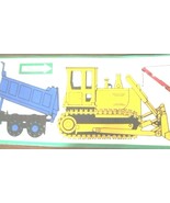Boys GreenTrim Wallpaper Border Tow Truck Caterpillar Dump Yellow Trucks... - £11.82 GBP