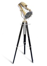 Nautiicalmart industrial designer&#39;s chrome finish wooden tripod floor la... - £175.22 GBP