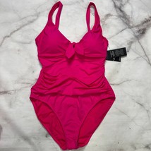 LRL Ralph Lauren Tie Front One Piece Swimsuit Passionfruit Pink Size 12 ... - $44.50