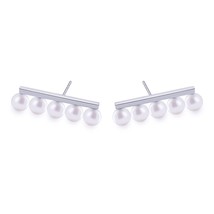 Slovecabin Pure 925 Sterling Silver Pearl Balance Plus Gold Color Stud Earrings  - £29.08 GBP