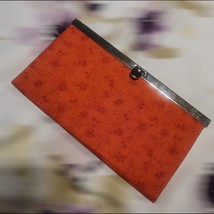Handmade Womens Clutch Bag Red Floral Fabric Linen Fold Over Boho Retro - $12.85