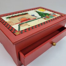 Vintage Jewelry Storage Wood Box Christmas Theme 9.5x6.5x4&quot; - $54.23