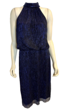 NWT Maggy London Royal Blue and Black Sleeveless Lined Metallic Dress Size 12 - £29.84 GBP