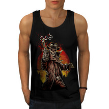 Western Cowboy Cool Skull Tee Gun Shot Men Tank Top - £10.19 GBP