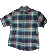 Redhead Brand Button-up Short Sleeve Dress Shirt Blue/Red/White Plaid Me... - $16.25